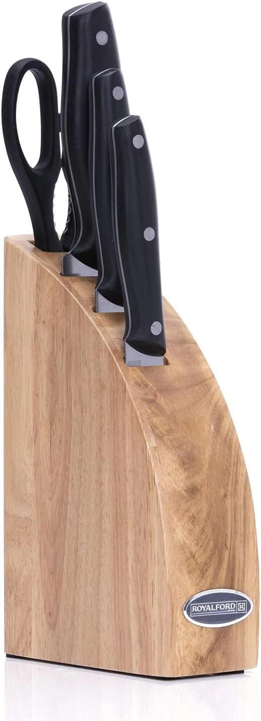 Royalford 5-Piece Kitchen Tool & Knife Set with Portable Block – Multi-Use Set (RF7011)