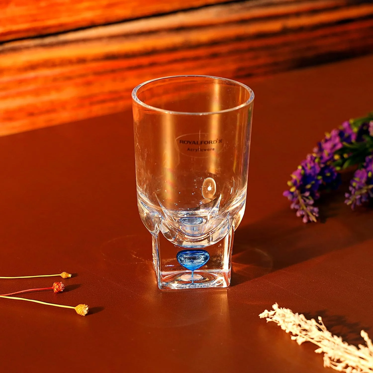 Royalford Acrylic Glass With Crystal Base - Water Cup Drinking Glass 240ml