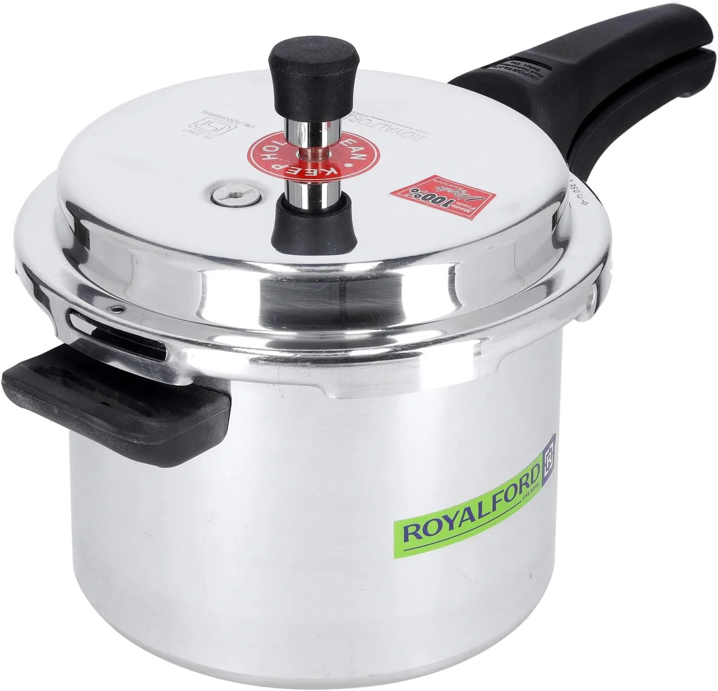 Royalford Aluminium Pressure Cooker 3 Liter, Induction Compaible, Silver- RF9750