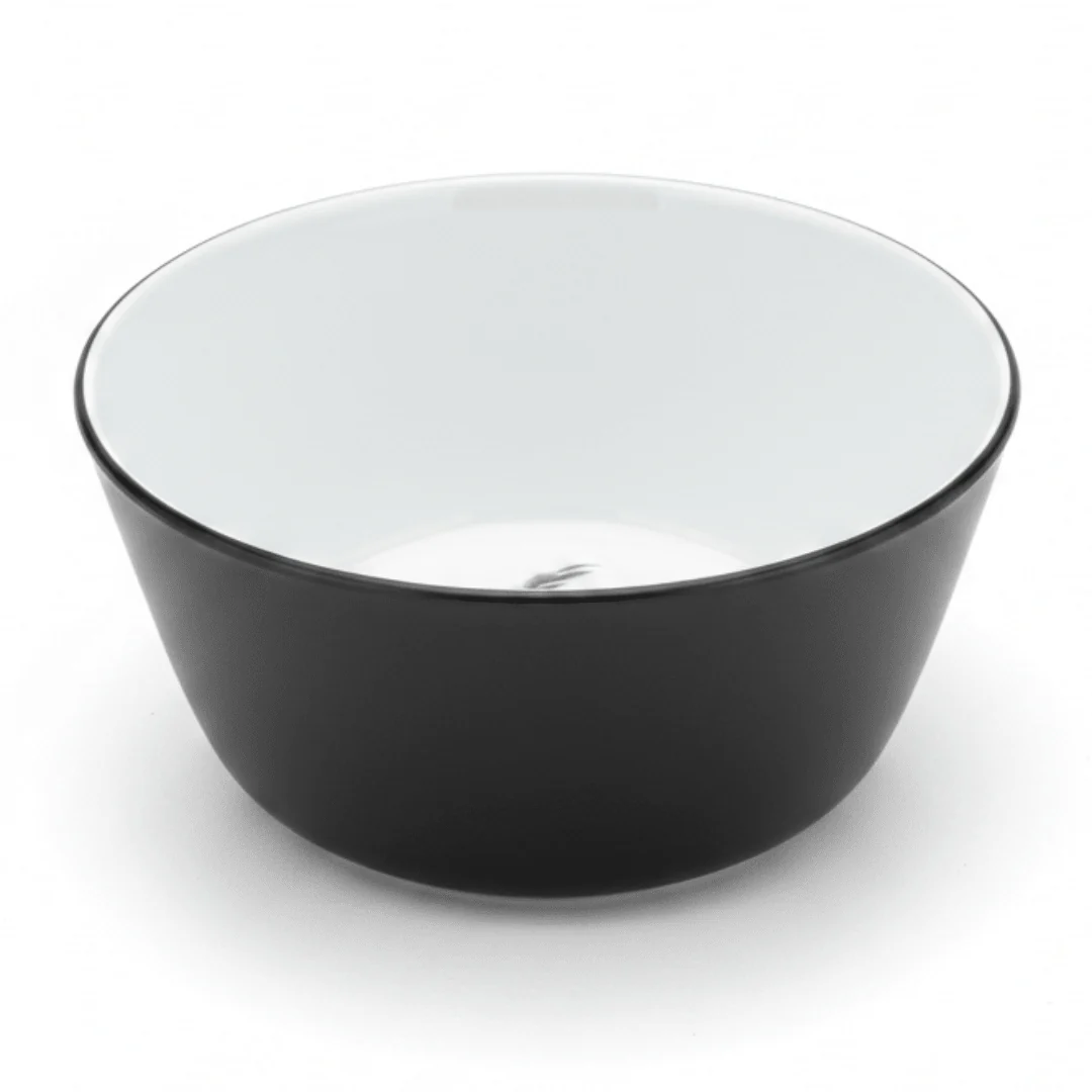 Royalford Black & White Melamine Bowl with Green Leaf Design 6 Inch