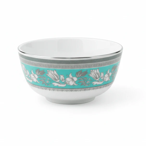 Royalford Blue Accent Melamine Bowl – 3.5" White