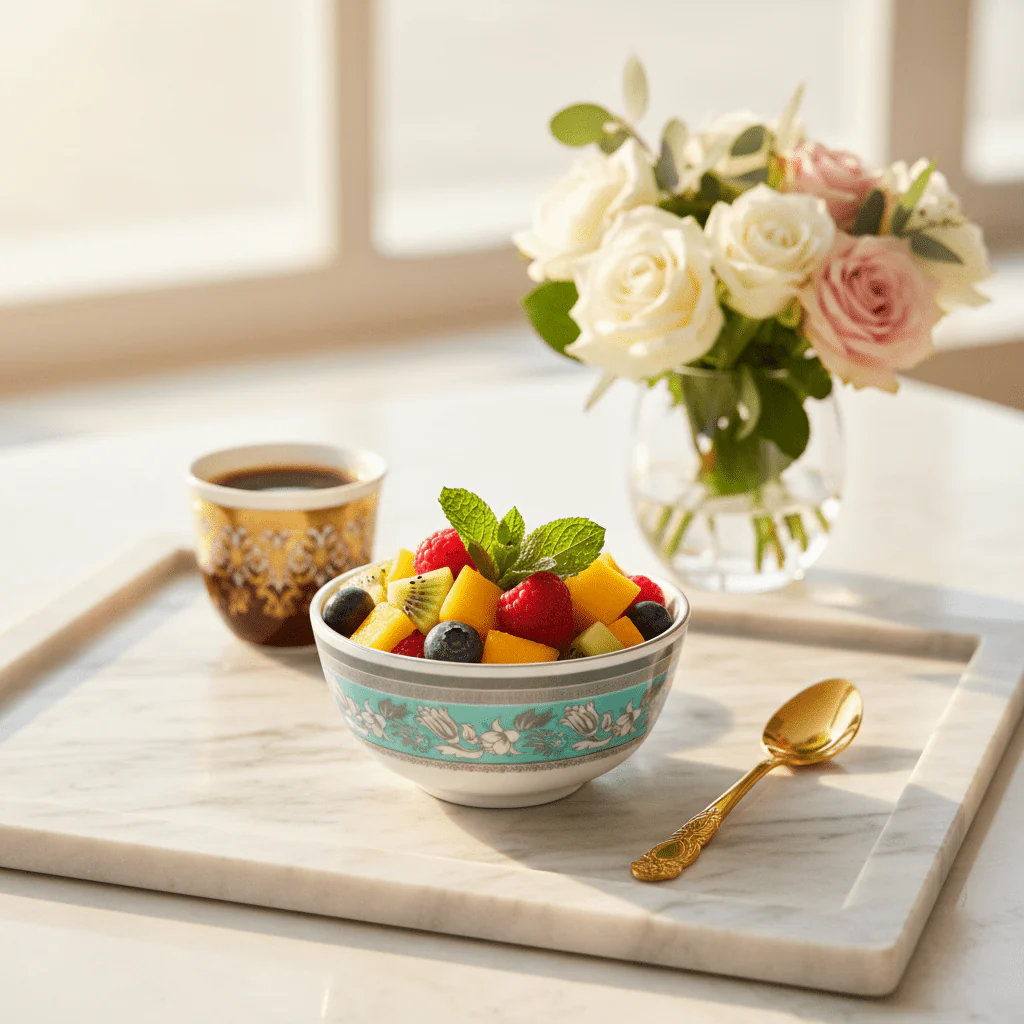 Royalford Blue Accent Melamine Bowl – 3.5" White - Image 2