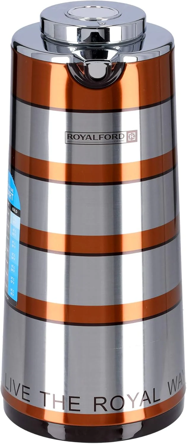 Royalford Double Wall Vaccum Flask 1300ml, Asbestos Free, Pink Glass inner, Strong & Durable Design, 24hr Hot- 36hr Cold- RF9588
