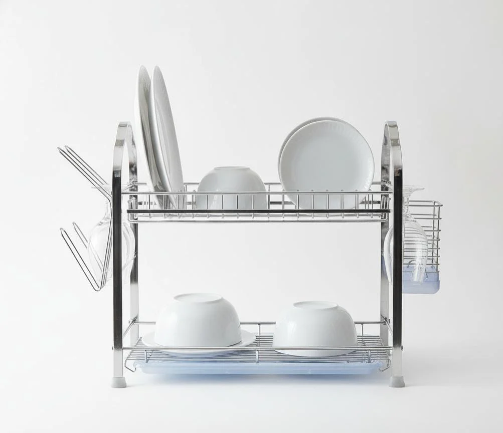 ROYALFORD RF2563 Wall Hanging 2-Layer Dish Rack – Aluminum Kitchen Drying Stand with Drip Tray, 540 x 252 x 378 mm - Image 2