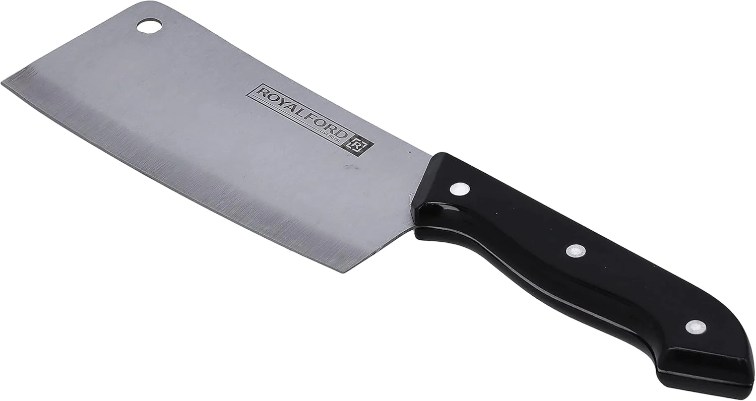 Royalford RF9946 5-Piece Deluxe Cutting Set - Stainless Steel Blades - Cleaver, Chef Knife, Utility Knife, Scissor & Cutting Board - Image 4