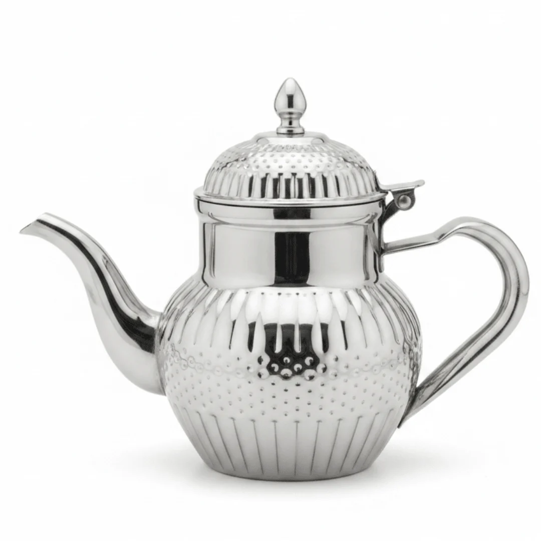 Royalford Silver Stainless Steel Arabic Tea Kettle 600ml / 1000ml – Mirror-Polished Ornate Design | Traditional Dallah Style | Ideal for Home, Majlis & Hospitality Gifting - Image 4