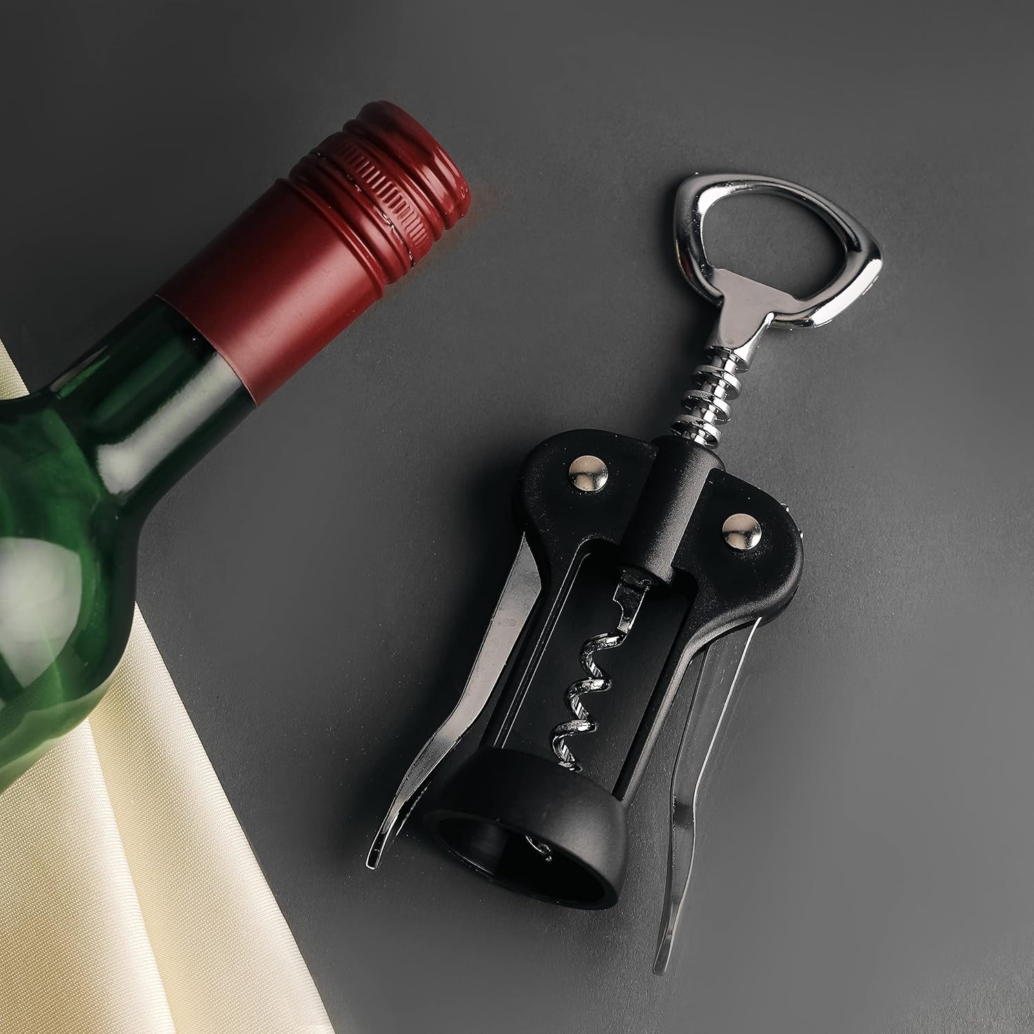 Royalford Wing Corkscrew Wine Bottle Opener – Stainless Steel 17cm (RF10773) - Image 3