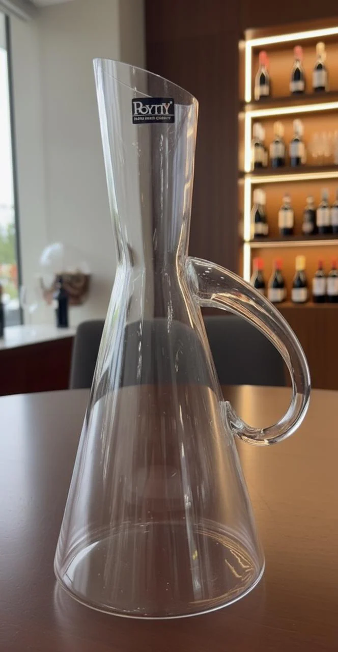 Royity Crystal Glass Decanter 1.2 Liter, Flared Neck Design, Clear & Transparent