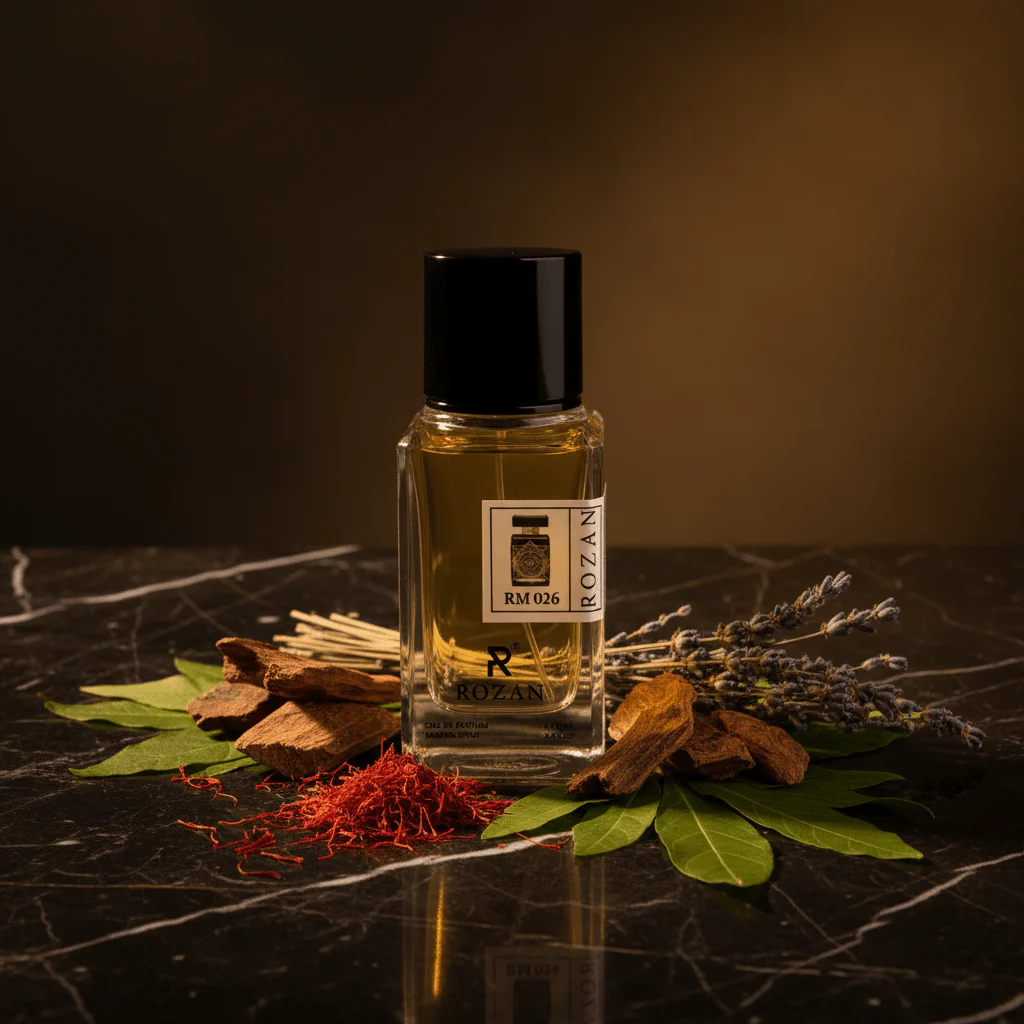 Rozan RM 026 Eau de Parfum 100ml – Unisex Luxury Fragrance with Saffron, Oud & Patchouli | Natural Spray | Inspired Version | - Image 3