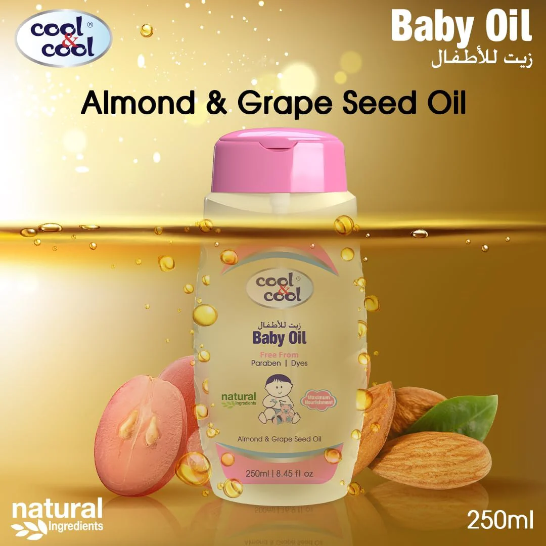 Cool & Cool Baby Oil – 250ml | Paraben & Dye Free | Almond & Grape Seed Oil - Image 2