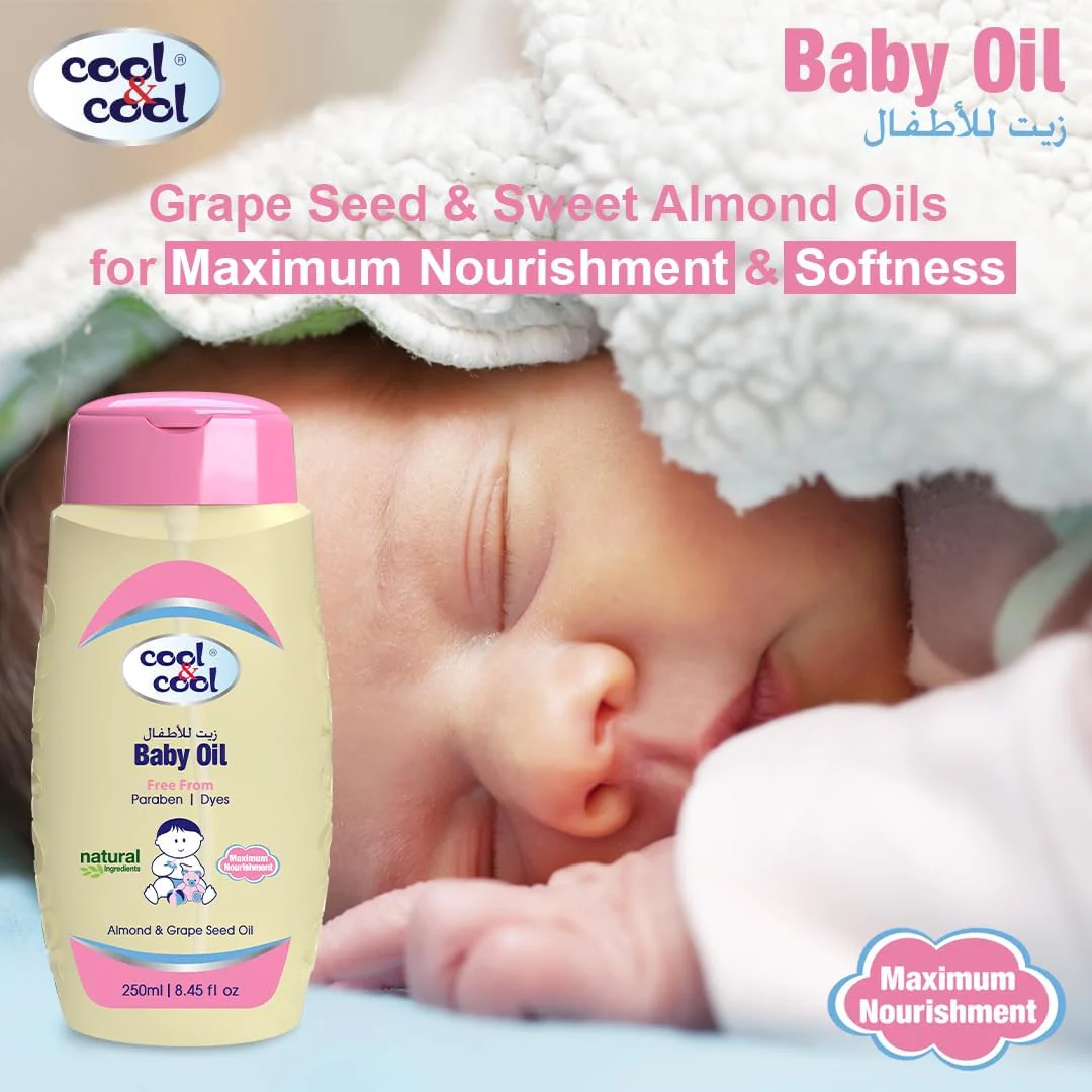Cool & Cool Baby Oil – 250ml | Paraben & Dye Free | Almond & Grape Seed Oil - Image 4