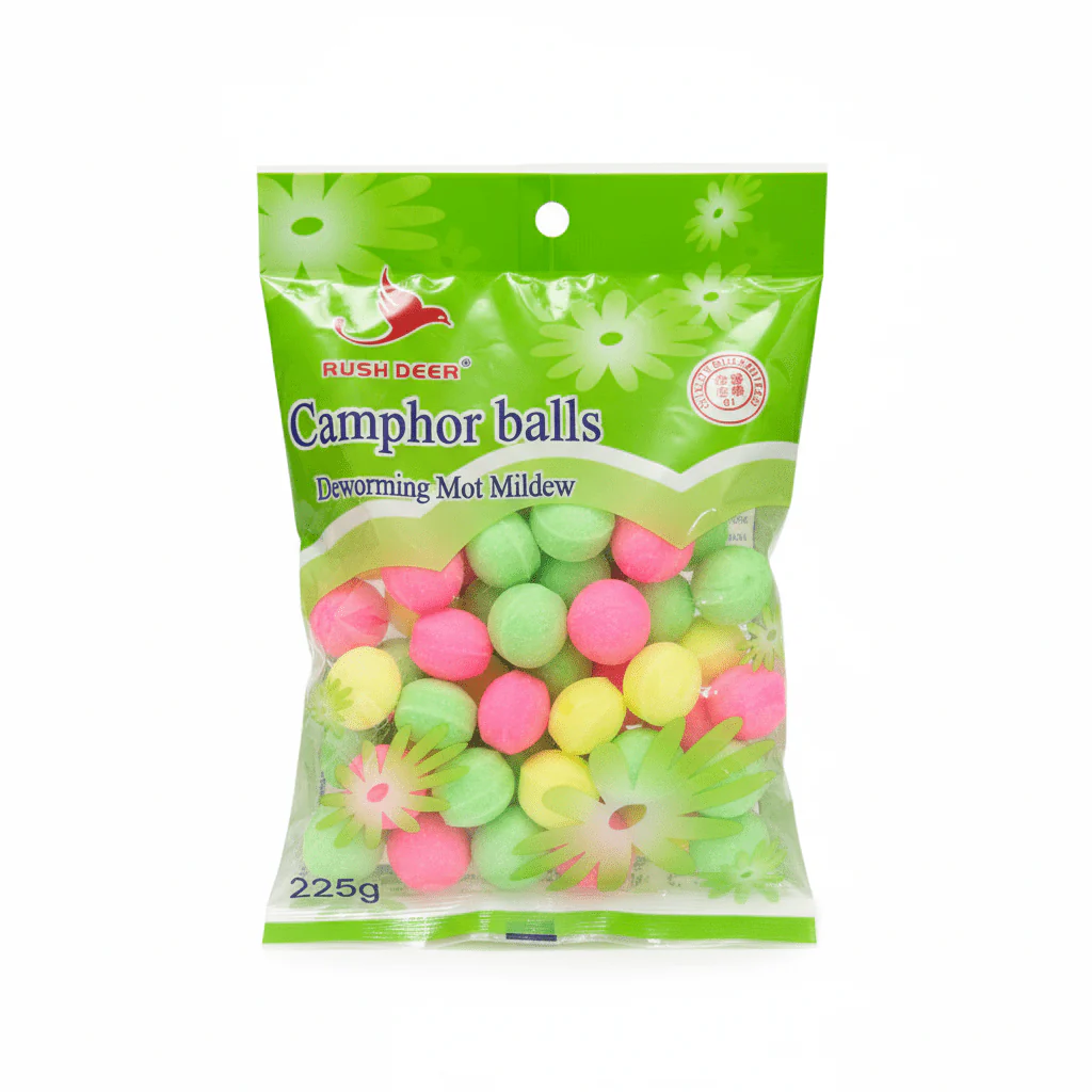 Rush Deer Camphor Balls 225gm, Deworming Mot Mildew, Multicolor