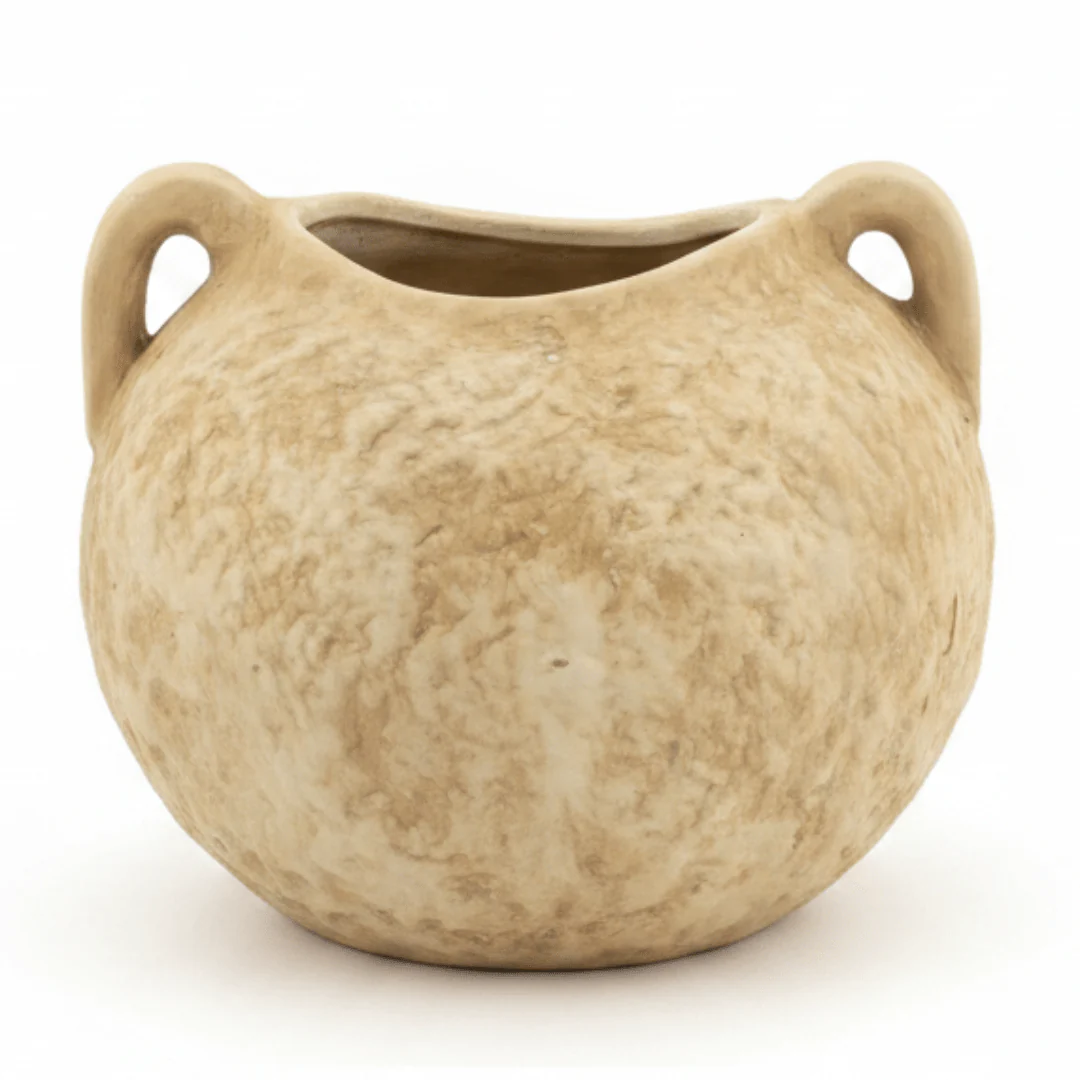 Rustic Beige Ceramic Amphora Vase with Dual Handles | Handcrafted Textured Décor Vase for Home, Majlis & Table Centerpiece | 15×10 cm