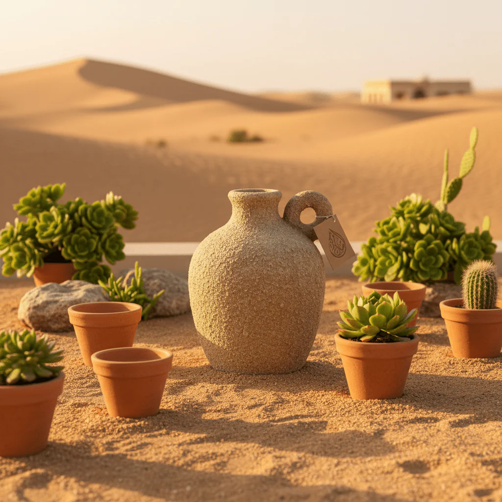 Rustic Textured Ceramic Vase 25cm | Sand-Grain Finish | Single Handle | Arabian Home Décor | Ideal for Dried Flowers & Pampas Grass - Image 4