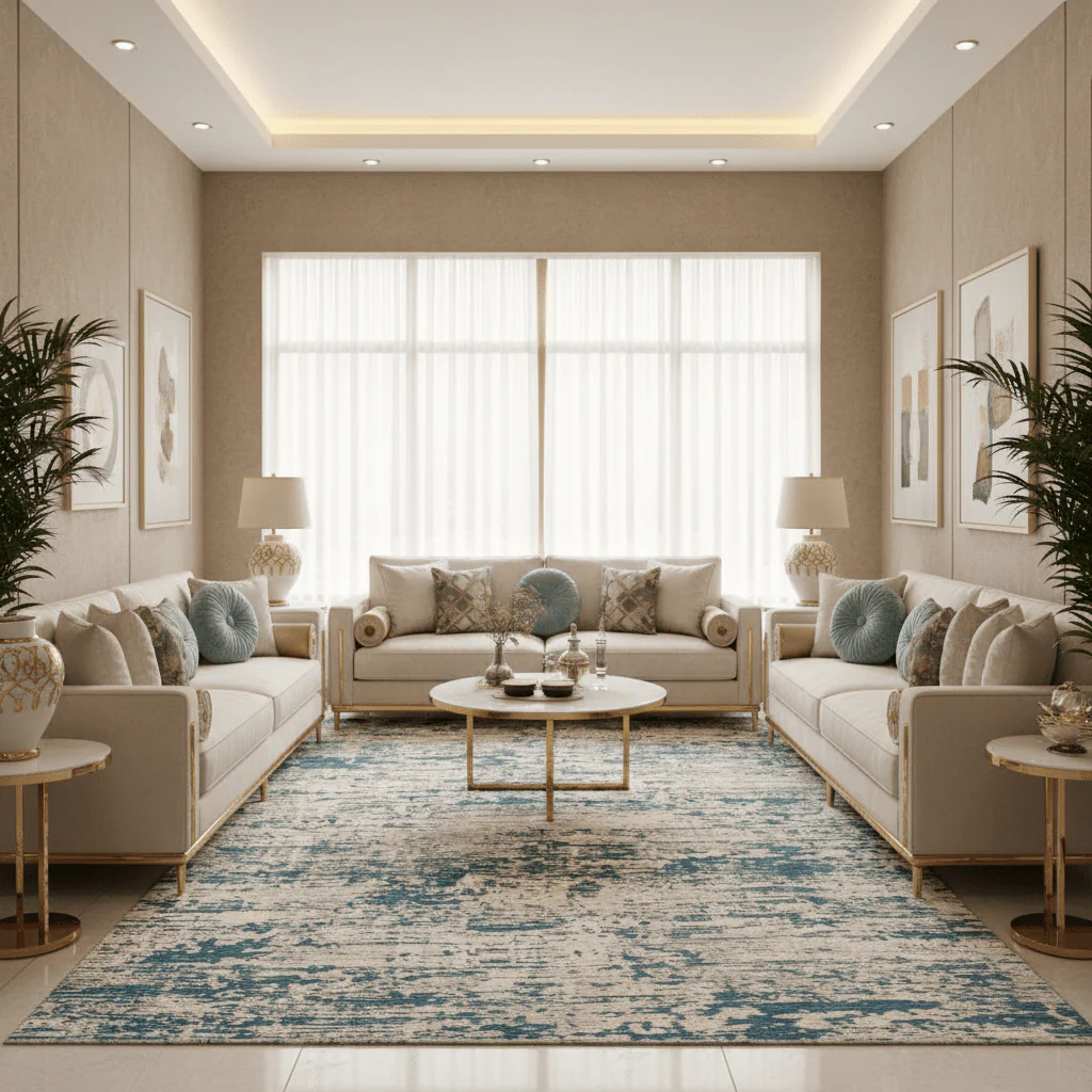 Safari Cream & Blue Polyester Carpet | 250×350 cm | - Image 2