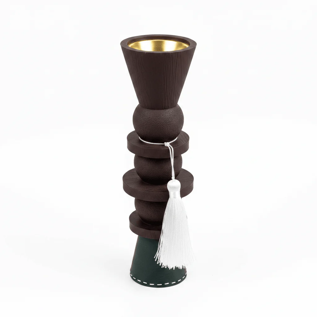 Dark Green & Brown Chalk Incense Burner | Sculptural Stacked Design | 25cm - Image 3