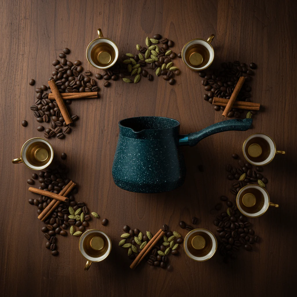 Dark Teal Forged Aluminium Turkish Coffee Warmer | 800ml | - Image 2