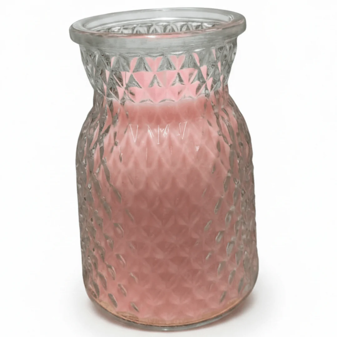 Sakha Rose Scented Candle in Diamond-Cut Glass Pot | 10×7cm