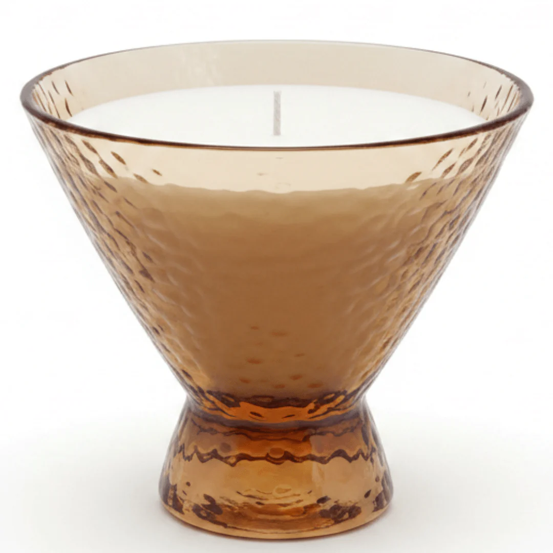 Sakha Scented Candle | Elegant Amber Glass Goblet | Hand-Poured Luxury