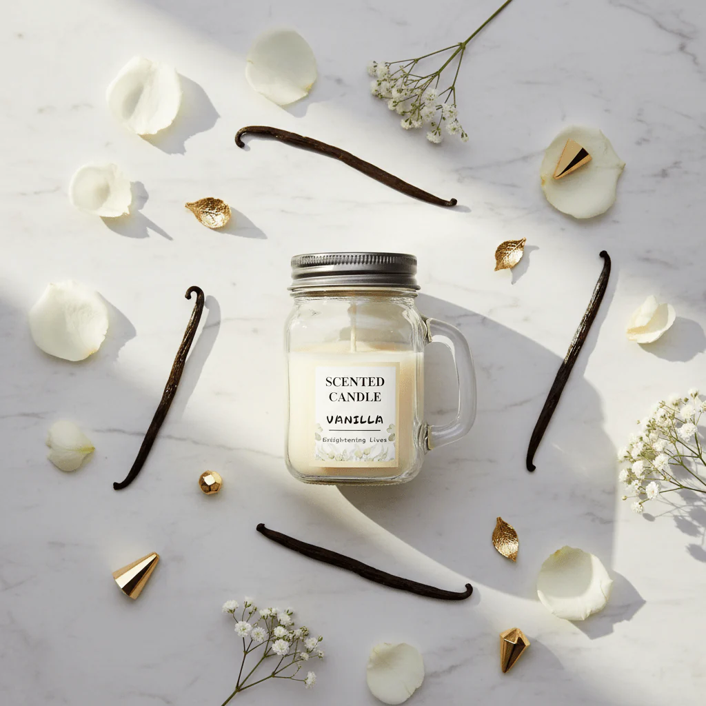 Sakha Vanilla Scented Candle — Glass Jar | 9cm - Image 2