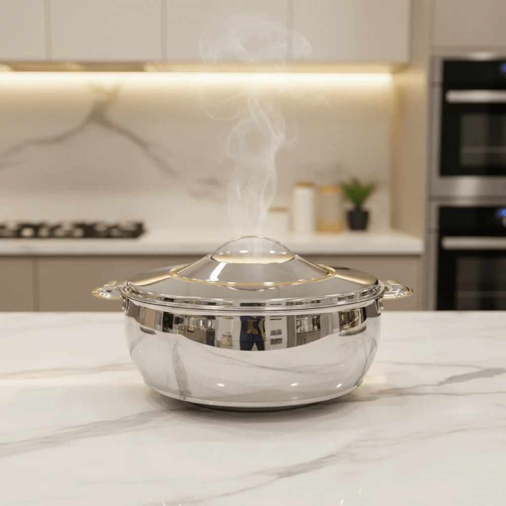 Sanjana Salma Jumbo Size Stainless Steel Hotpot for Bulk Serving and Storage High Capacity 6000 ml - Image 4