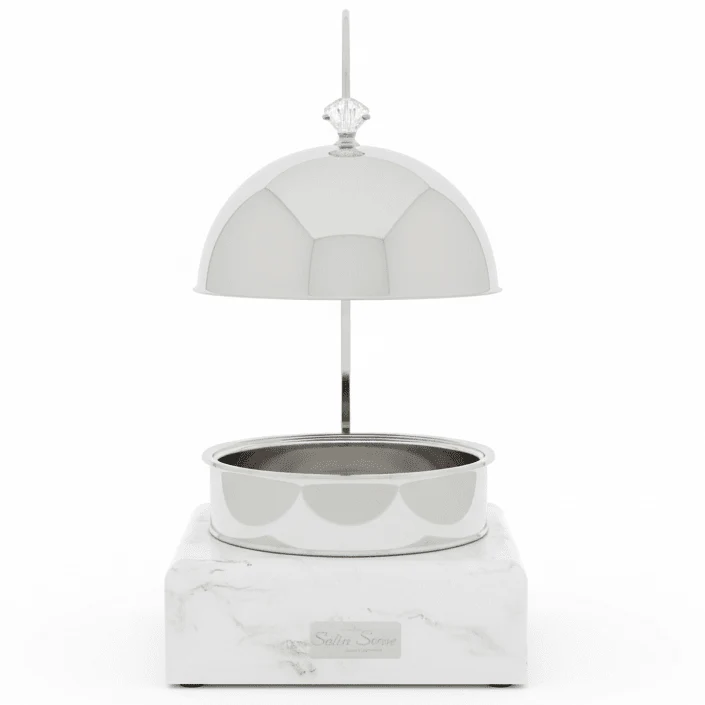 Satin Premium Stainless Steel Chafing Dish with Durable White Melamine Base Catering Buffet Warmer 4.5L