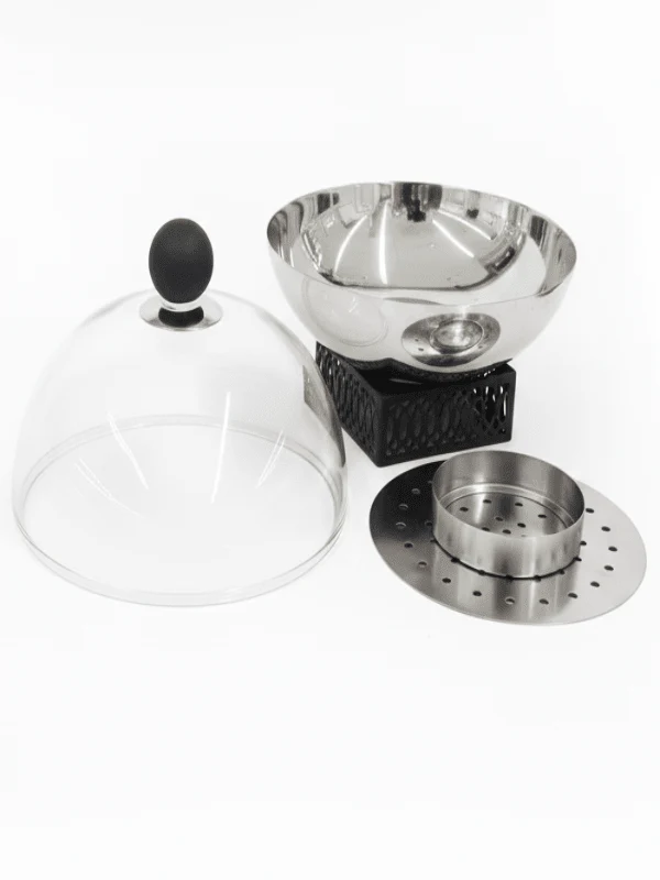 SBTC Glass Sweet Bowl with Metal Base – Luxury Silver & Black Design, Perfect for Mithai, Candy & Snacks, 20 × 20 cm - Image 2