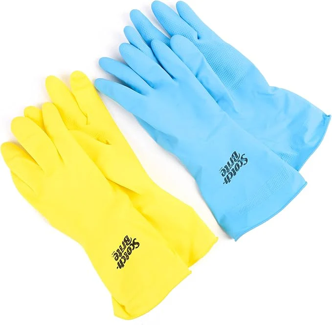Scotch Brite Multi-Purpose Vanilla Scented Latex Gloves, Small, Yellow/Blue, 2 Pair
