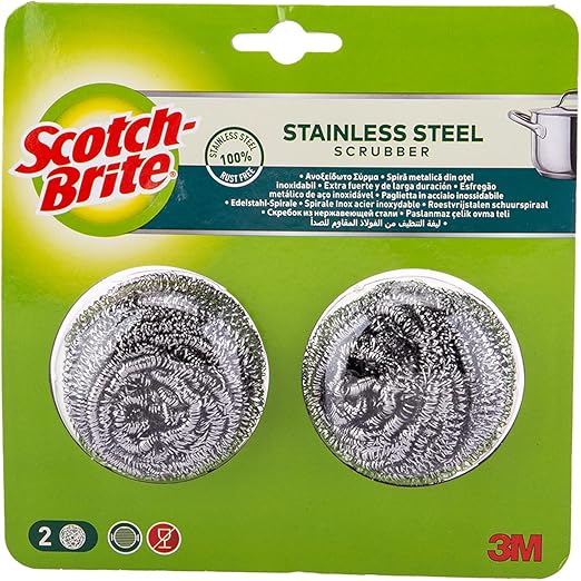 Scotch-Brite Stainless Steel Scrubber, Extra Strong & Long Lasting, 6units (3*2piece Pack) - Image 2
