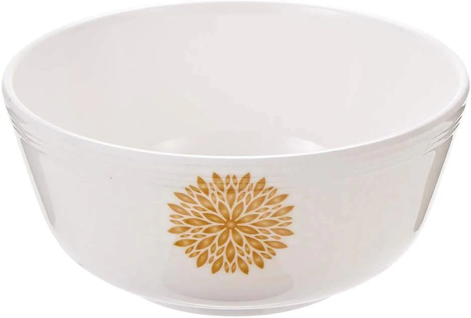 Servewell Melamine Soup,Rice Bowl Golden Leaves-11.5CM-White&Golden