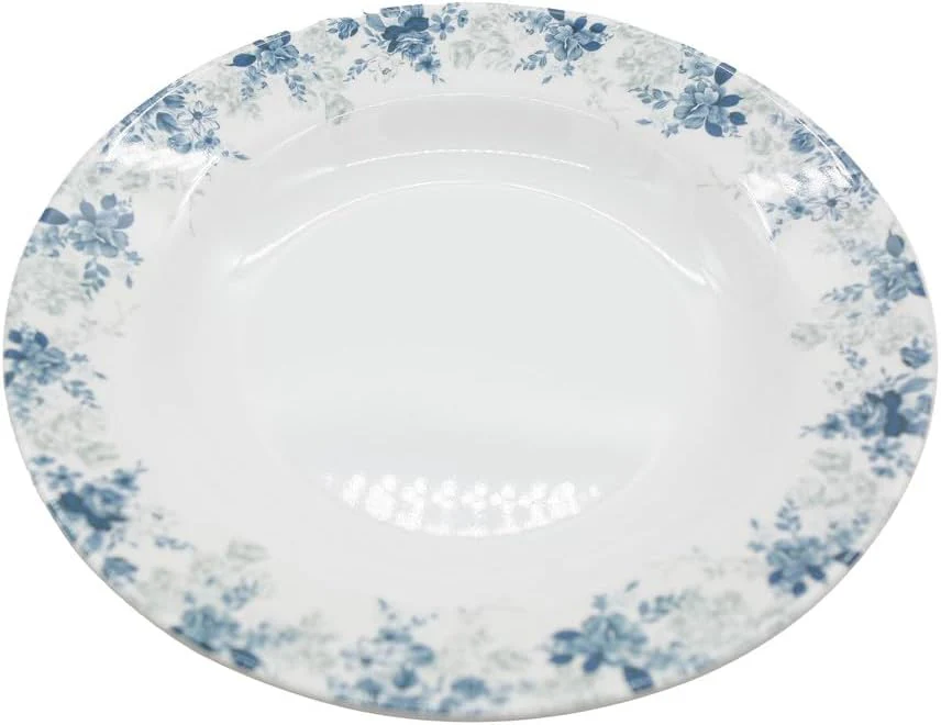Servewell Melamine Round Soup Serving Plate-23CM-White&Blue - Image 2