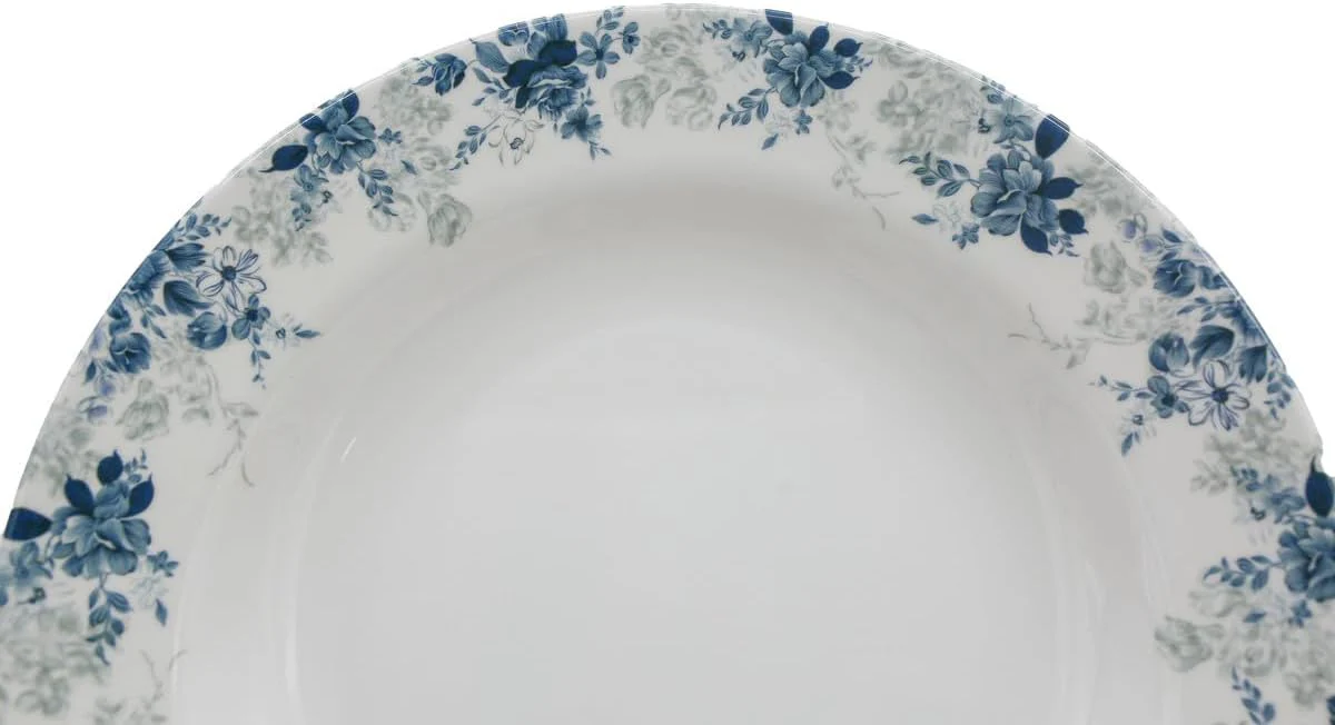 Servewell Melamine Round Soup Serving Plate-23CM-White&Blue - Image 3