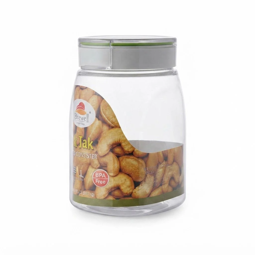 Servewell Tik-Tak Airtight Canister 1.1L - BPA-Free Flip-Lock Storage Jar