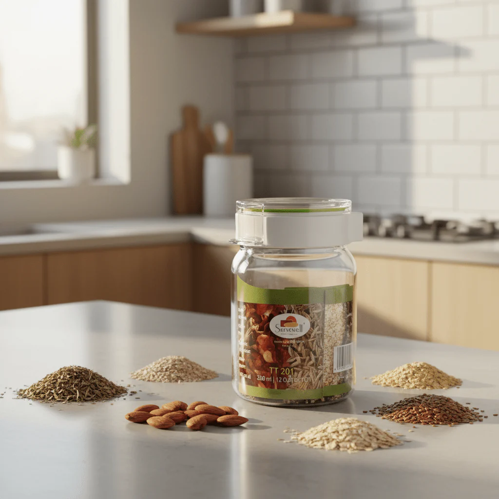 Servewell Tik-Tak Airtight Canister - 350ml Round - Leak-Proof Flip-Lock Lid - Image 3