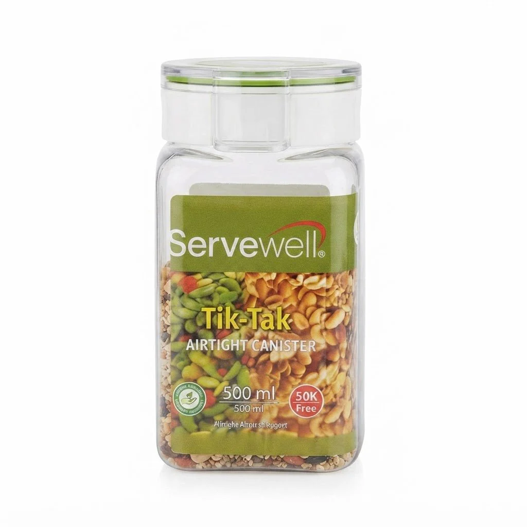 Servewell Tik-Tak Airtight Canister 500ml – Square - Image 3