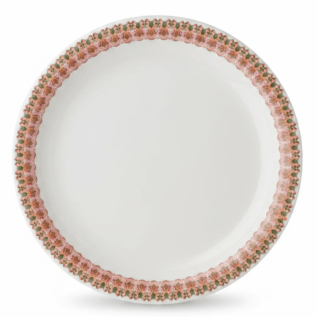 Servewell White Melamine Dinner Plate 19cm| Elegant Floral Border Design