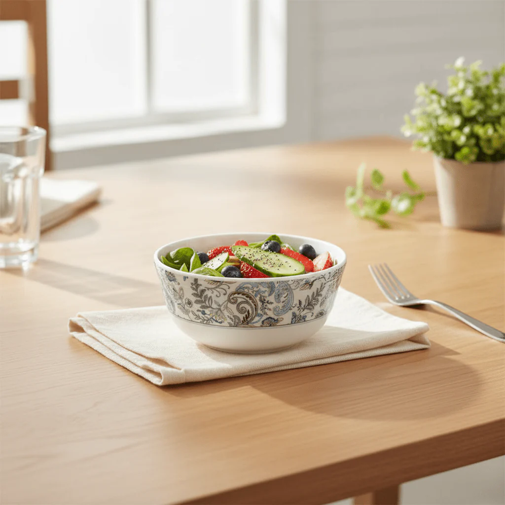 Servewere Elegant White with Floral Design Round Melamine Bowl 11.5 cm Multipurpose Bowl for Serving and Dining - Image 2