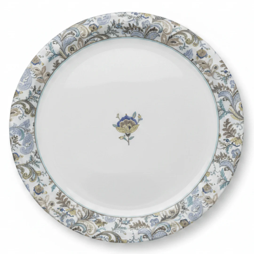Servewell Round White Melamine Dinner Plate with Floral Design | 28cm