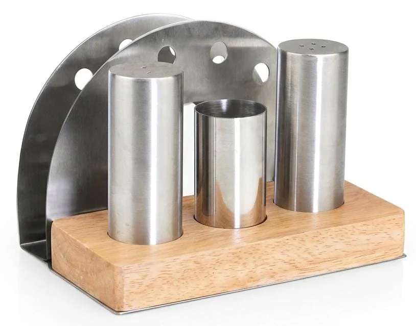 Shengya Luxury Stainless Steel Seasoning Set with Built-In Napkin Holder – Modern Tabletop Organizer