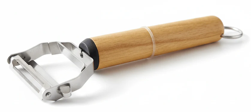 Shengya Stainless Steel Double-Edge Vegetable Peeler with Wooden Handle – Fast & Efficient Peeling Tool (20×7 cm)