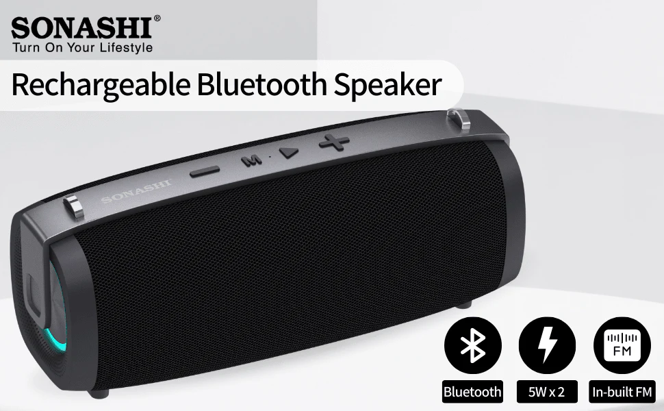 Sonashi Rechargeable Bluetooth Speaker With Usb/Tf Card Slots Fm Radio Function/Read Mp3 Format Portable Device With Hi-Fi Surround Sound And Rechargeable Battery SBS-721 - Image 5