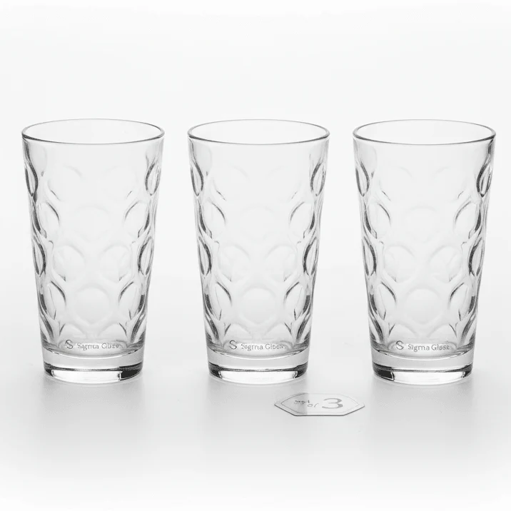 Sigma Premium Clear Drinkware Glass Set – Multipurpose Water & Juice Glasses, 3 Pieces, 250 ml