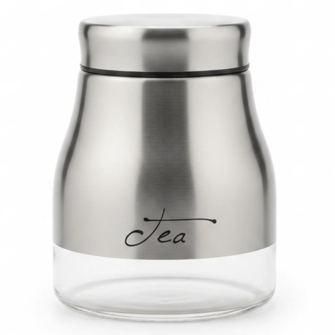 Silver Stainless Steel & Glass Storage Canister — 750ml