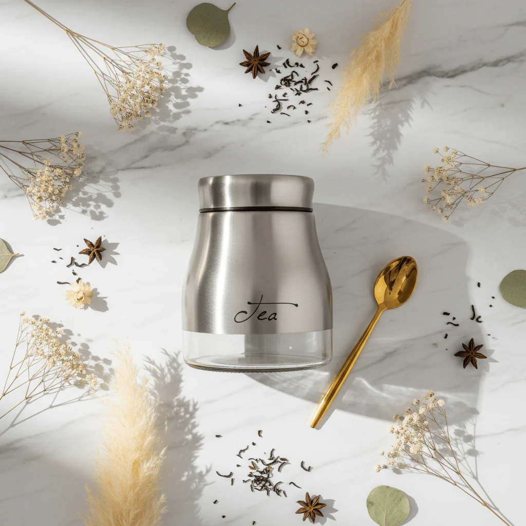 Silver Stainless Steel & Glass Storage Canister — 750ml - Image 3