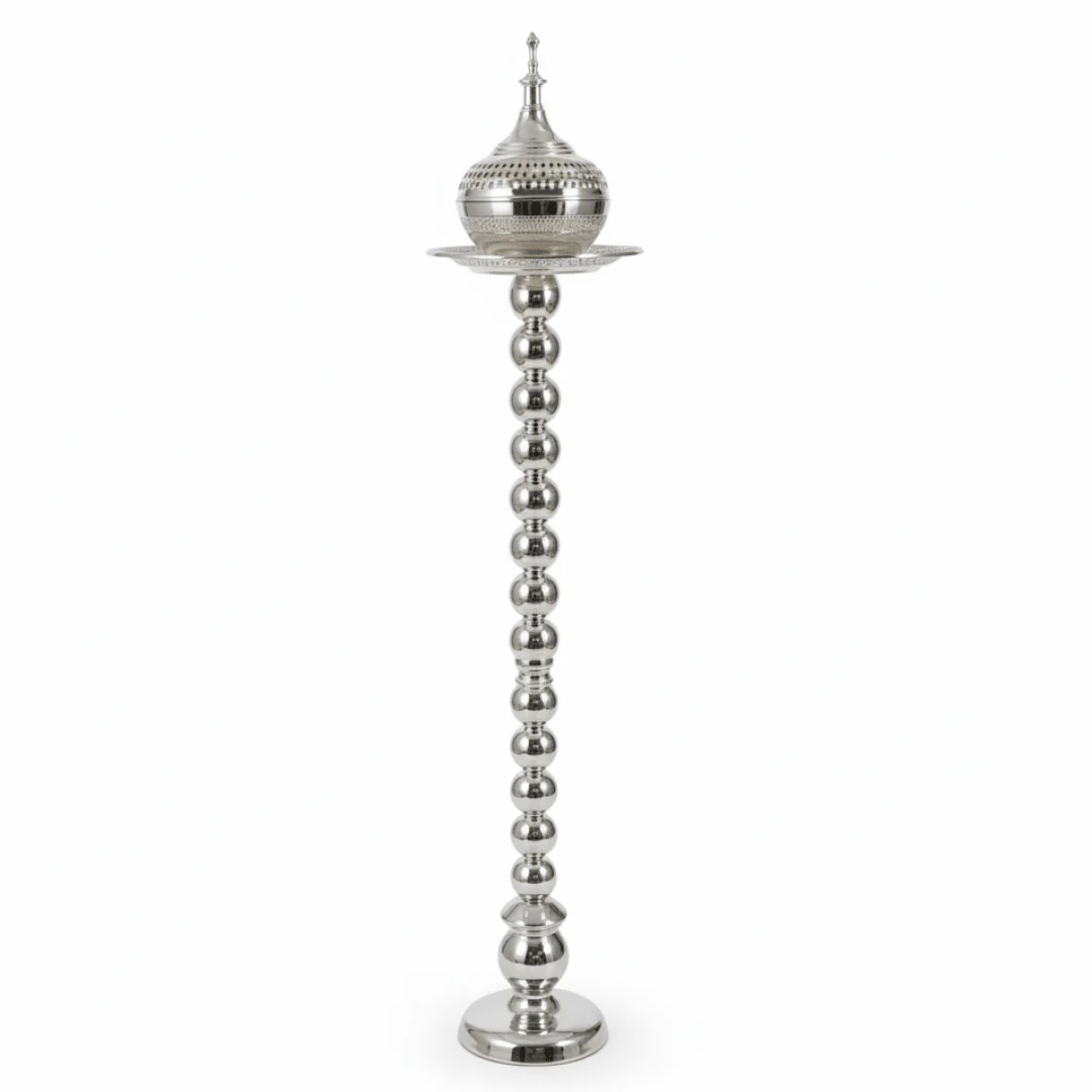 Silver Elegance Incense Burner — Tall Floor Stand, 80cm