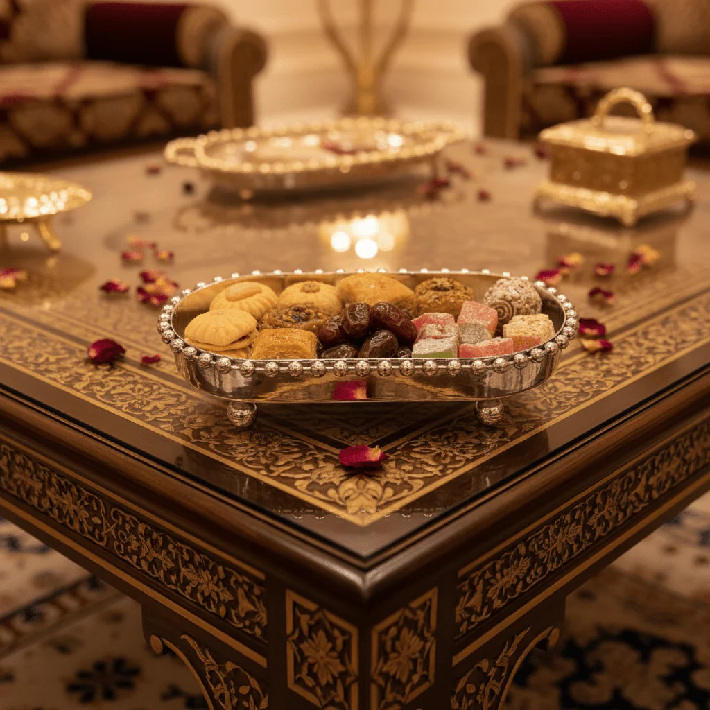 Silver Metal Oval Candy & Sweets Serving Tray with Beaded Pearl Border and Ball Feet — 20×10 cm - Image 4