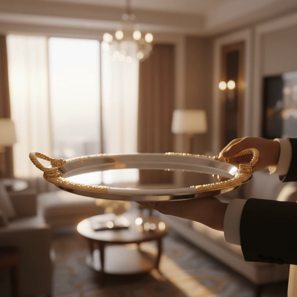 Luxury Round Silver Serving Tray with Gold Rope Handles — 30cm | Premium Arabic Hospitality Tableware - Image 4