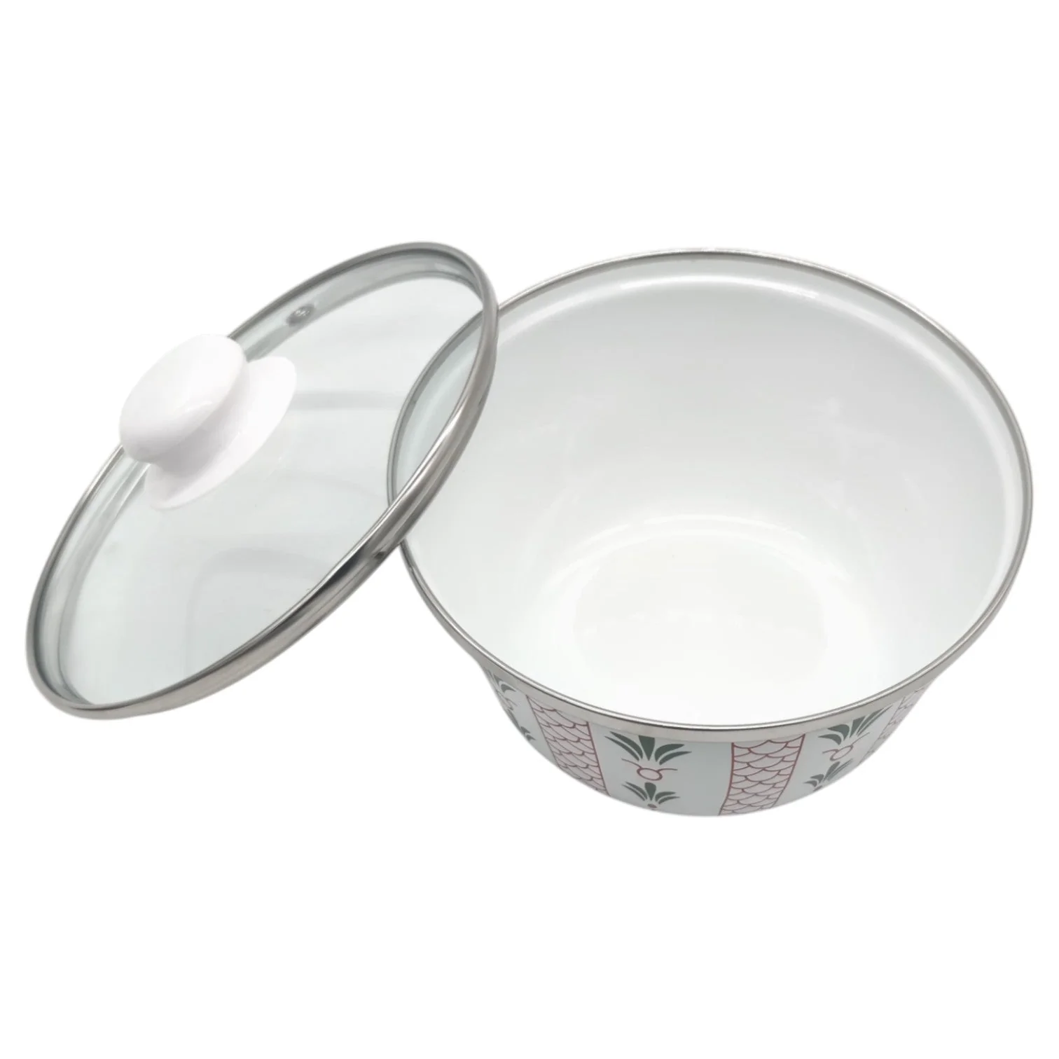 Simba Enamel Bowl With Glass Lid Mixing Bowl and Storage Pot for Kitchen Supply-18CM - Image 3
