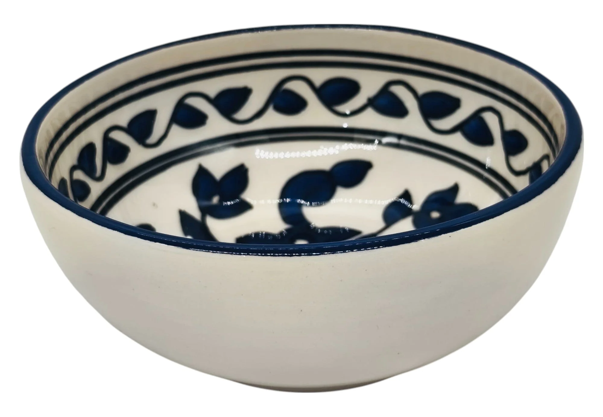 SLAMA Round Ceramic Bowl 13cm, Floral Blue