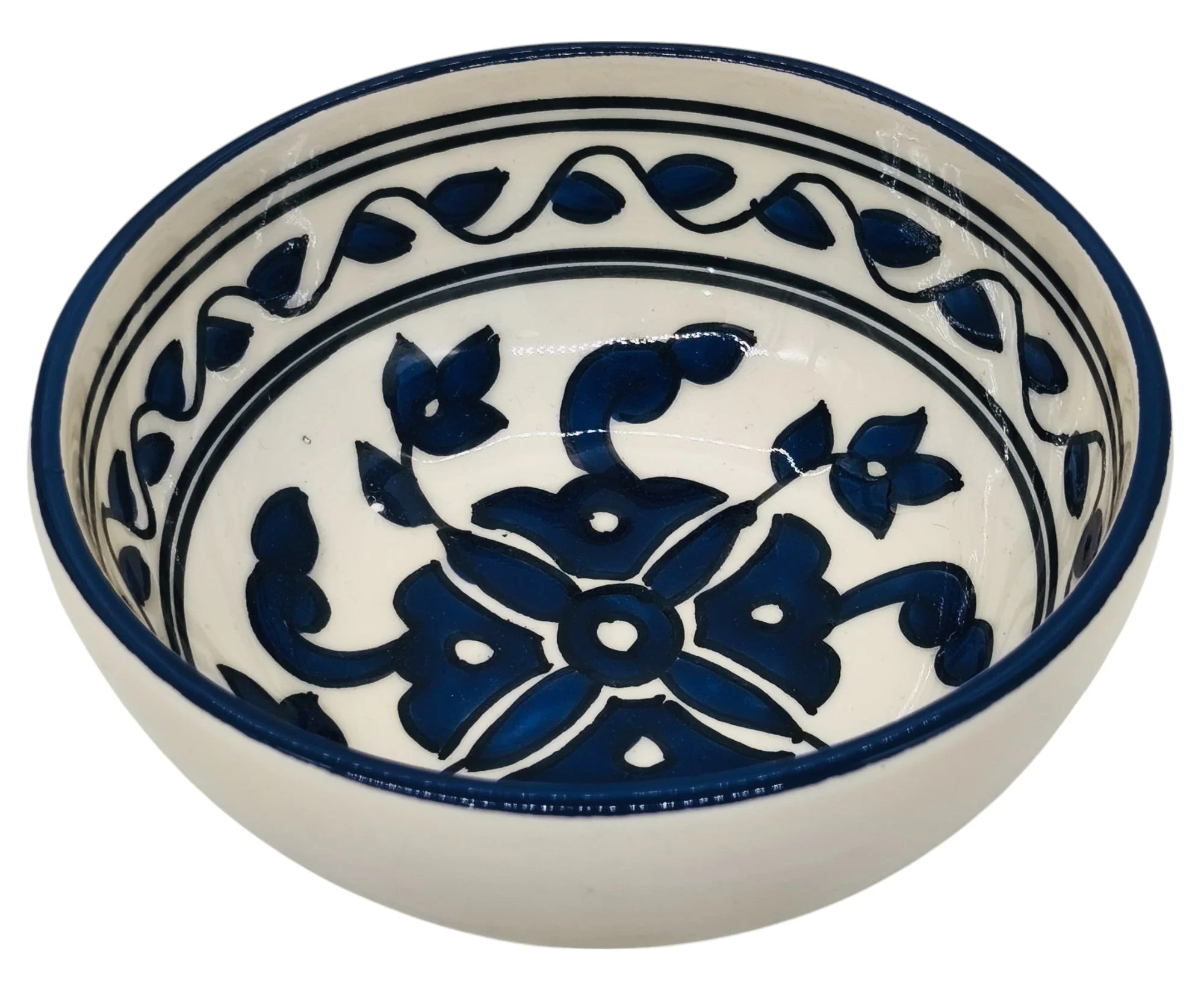SLAMA Round Ceramic Bowl 13cm, Floral Blue - Image 2